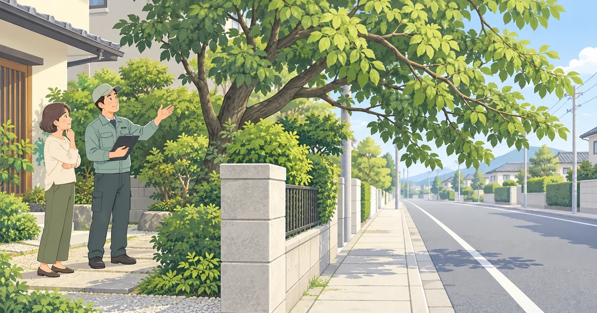 You are currently viewing 庭木が道路にはみ出したら？通行への影響と剪定・伐採の相談手順